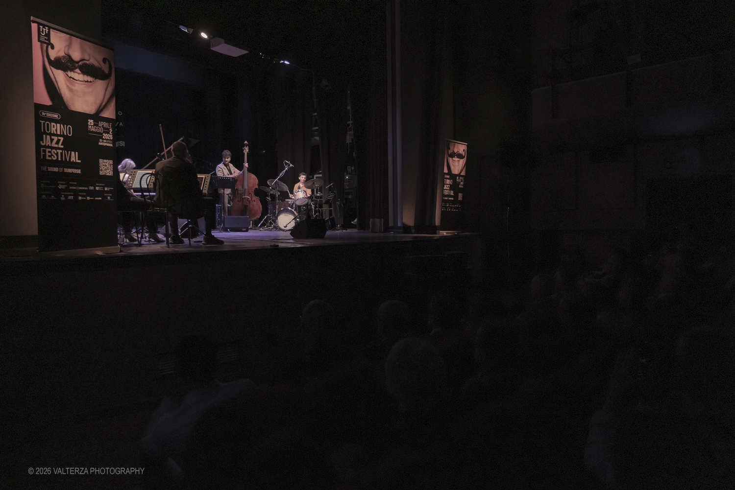 _DSF0436.jpg - 30/04/2026. Torino. TJF 2026 - FRANCESCA TANDOI TRIO + Jazz Acoustic Strings QuartetFrancesca Tandoi pianoforteStefano Senni contrabbassoPasquale Fiore batteriaJazz Acoustic Strings Quartet:Cesare Carretta, Silvia Maffeis violiniMonica Vatrini violaEnrico Guerzoni violoncelloArrangiamenti di Cristiano Arcelli
