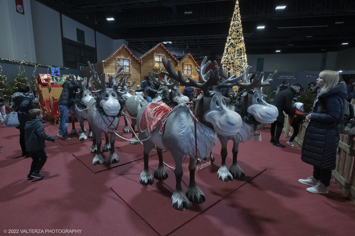 _DSF0942.jpg - 08/12/2022. Torino. Per questo Natale a Torino câ€™Ã¨ un nuovo grande evento: To Wonderland, ovvero il Fantastico Mondo del Natale che per il primo anno trova sede negli spazi indoor del padiglione 1 del Lingotto Fiere  dallâ€™8 dicembre 2022 allâ€™8 gennaio 2023. Nella foto le renne destinate a trasportare i doni nell'area della casa di Babbo Natale