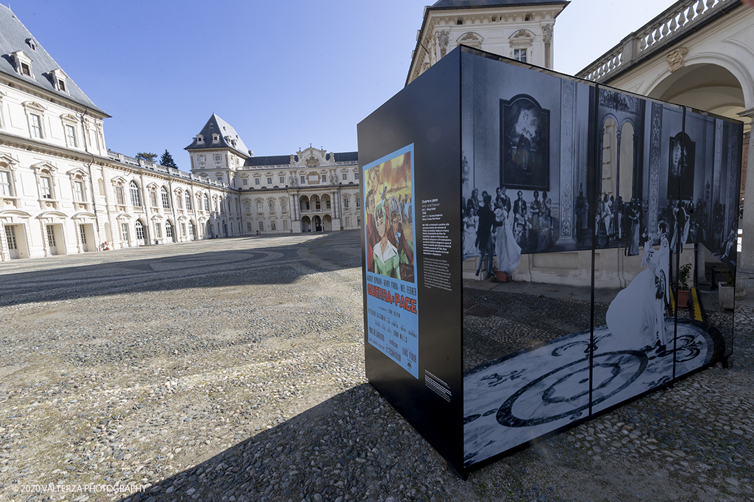 _G3I2569.jpg - 27/02/2020. Torino. Nei punti della cittÃ  dove sono stati realizzati film importanti, sono allestiti supporti di forte impatto visivo e iconografico ( totem) per unâ€™accoglienza immersiva e suggestiva in una Torino â€˜cinema friendlyâ€™. In questo modo 20 luoghi â€˜cinematograficamenteâ€™ significativi come piazze e palazzi del centro cittadino sono le tappe di un percorso che permette di rivivere la storia del cinema torinese attraverso i 20 film piÃ¹ significativi. Nella foto il totem di Gurrra e Pace, King Vidor nel 1956. Castello del Valentino.