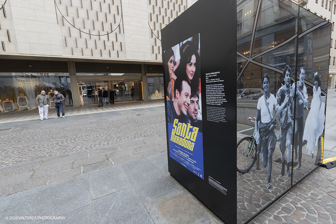 _G3I3039.jpg - 27/02/2020. Torino. Nei punti della cittÃ  dove sono stati realizzati film importanti, sono allestiti supporti di forte impatto visivo e iconografico ( totem) per unâ€™accoglienza immersiva e suggestiva in una Torino â€˜cinema friendlyâ€™. In questo modo 20 luoghi â€˜cinematograficamenteâ€™ significativi come piazze e palazzi del centro cittadino sono le tappe di un percorso che permette di rivivere la storia del cinema torinese attraverso i 20 film piÃ¹ significativi. Nella foto il totem di Santa Maradona. Marco Ponti nel 2001. Via Lagrange/Via Teofilo Rossi.