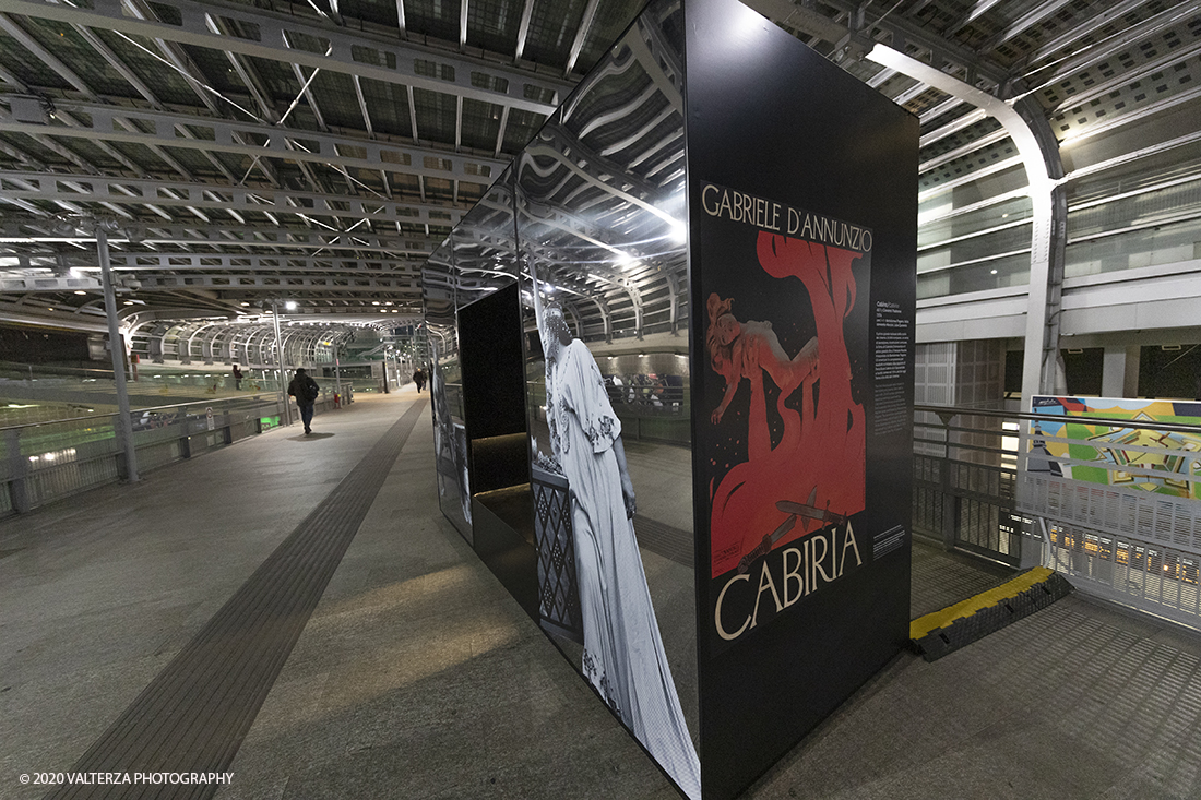 _G3I3068.jpg - 27/02/2020. Torino. Nei punti della cittÃ  dove sono stati realizzati film importanti, sono allestiti supporti di forte impatto visivo e iconografico ( totem) per unâ€™accoglienza immersiva e suggestiva in una Torino â€˜cinema friendlyâ€™. In questo modo 20 luoghi â€˜cinematograficamenteâ€™ significativi come piazze e palazzi del centro cittadino sono le tappe di un percorso che permette di rivivere la storia del cinema torinese attraverso i 20 film piÃ¹ significativi. Nella foto il totem di Cabiria. Giovanni Pastrane nel 2014. Stazione Porta Susa.