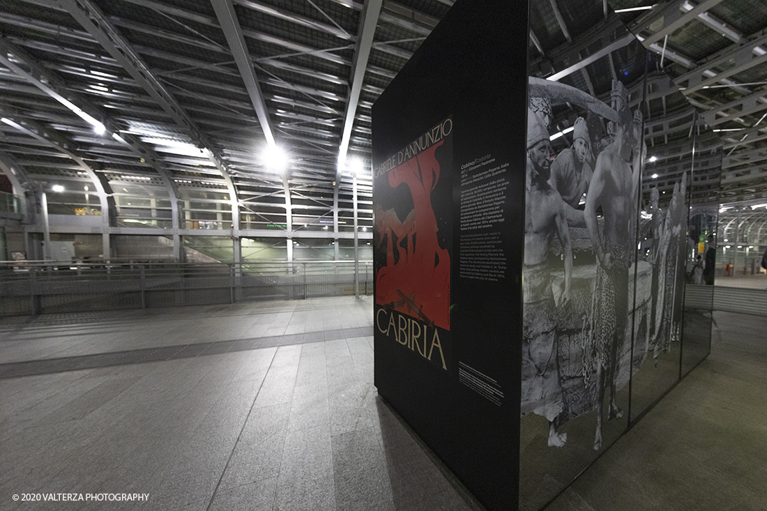 _G3I3075.jpg - 27/02/2020. Torino. Nei punti della cittÃ  dove sono stati realizzati film importanti, sono allestiti supporti di forte impatto visivo e iconografico ( totem) per unâ€™accoglienza immersiva e suggestiva in una Torino â€˜cinema friendlyâ€™. In questo modo 20 luoghi â€˜cinematograficamenteâ€™ significativi come piazze e palazzi del centro cittadino sono le tappe di un percorso che permette di rivivere la storia del cinema torinese attraverso i 20 film piÃ¹ significativi. Nella foto il totem di Cabiria. Giovanni Pastrane nel 2014. Stazione Porta Susa.