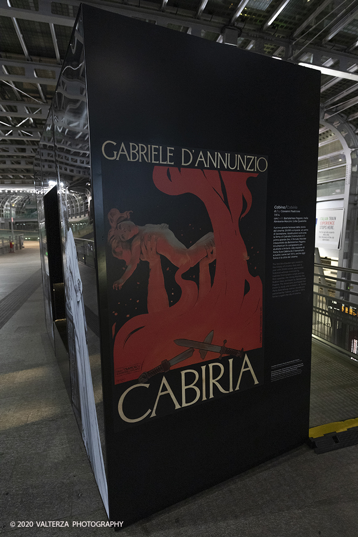 _G3I3077.jpg - 27/02/2020. Torino. Nei punti della cittÃ  dove sono stati realizzati film importanti, sono allestiti supporti di forte impatto visivo e iconografico ( totem) per unâ€™accoglienza immersiva e suggestiva in una Torino â€˜cinema friendlyâ€™. In questo modo 20 luoghi â€˜cinematograficamenteâ€™ significativi come piazze e palazzi del centro cittadino sono le tappe di un percorso che permette di rivivere la storia del cinema torinese attraverso i 20 film piÃ¹ significativi. Nella foto il totem di Cabiria. Giovanni Pastrane nel 2014. Stazione Porta Susa.