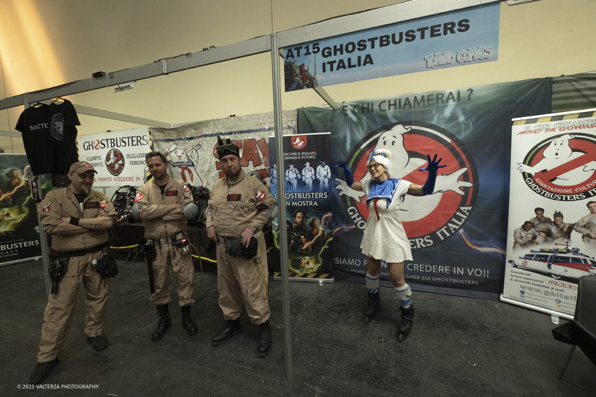 _DSF9623.jpg - 14/04/2023. Torino. Il salone che richiama decine di migliaia di appassionati di fumetto, manga, anime, cinema, games, e-sport, videogames e naturalmente gli immancabili cosplayer. Nella foto stand dei ghostbusters