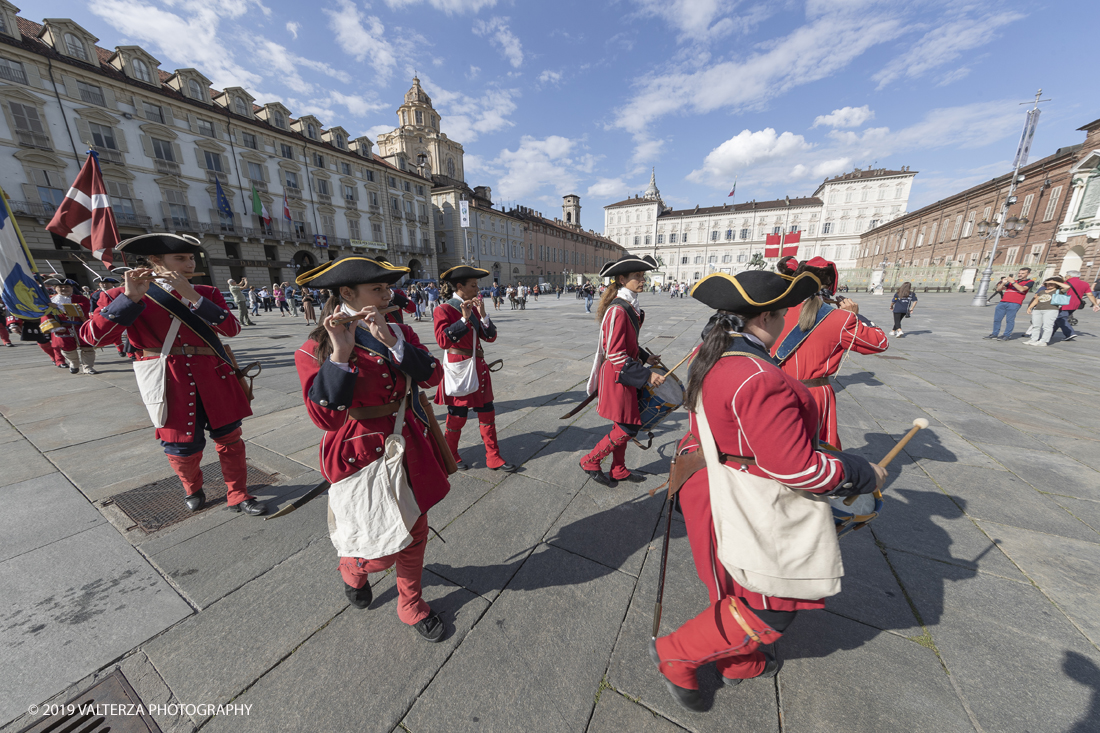 _G3I4143.jpg - 7/09/2019. Torino. Cerimonie di celebrazione dell'evento  con il gruppo storico Pietro Micca. Nella foto Parata storica in Piazza Castello.