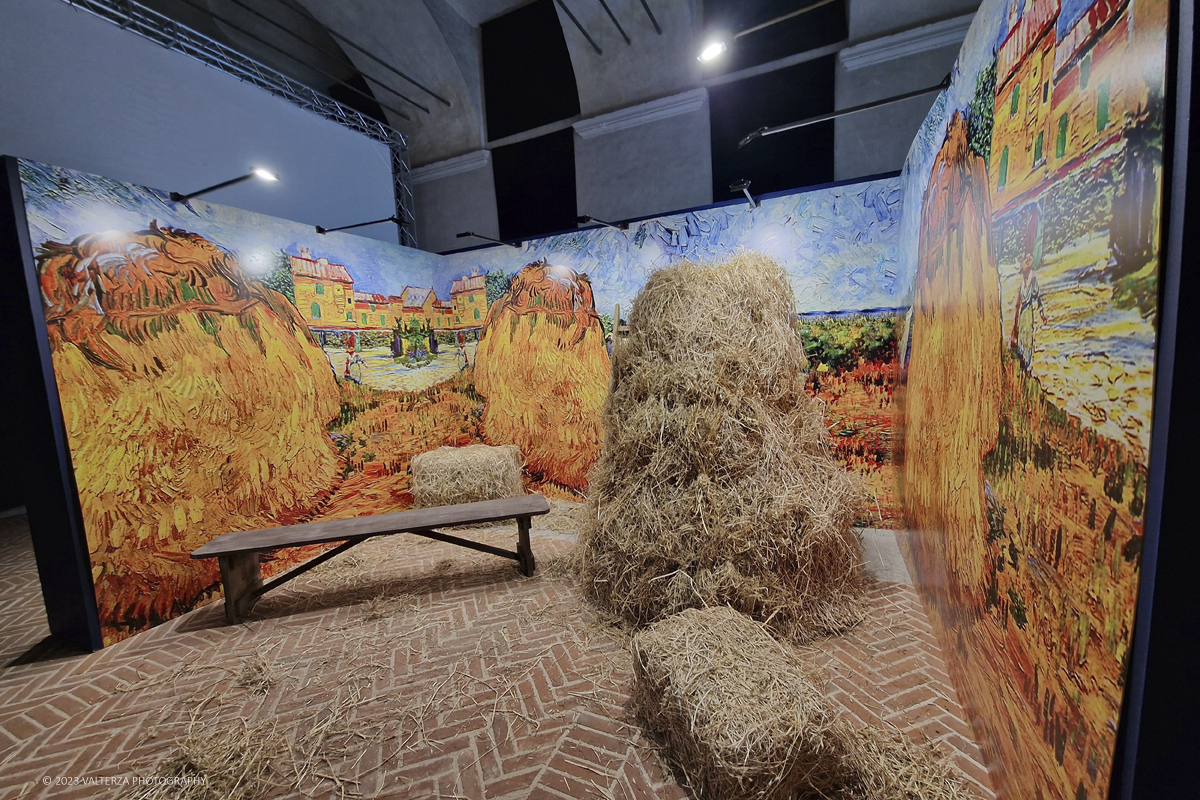 20230317_195356.jpg - 17/03/2023. Torino. Arriva a Torino VanGogh experience,  la mostra multimediale che abbraccia il visitatore in una nuova esperienza multisensoriale. Nella foto ricostruzione del campo di grano