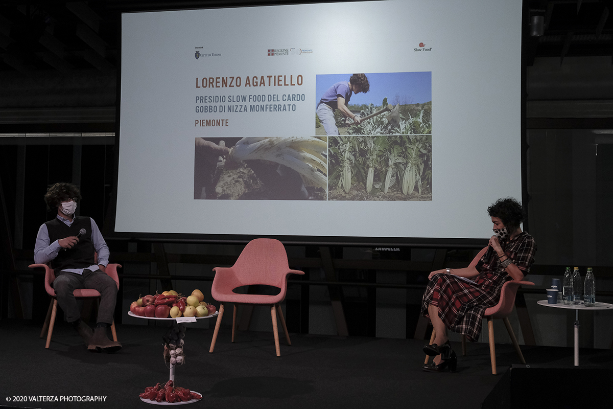 _DSF8123.jpg - 17/10/2020. Torino. Nuvola Lavazza. 20 anni in nome della BiodiversitÃ . Nella foto l'intervento di Lorenzo Agatiello nell'intervista di Carla Coccolo