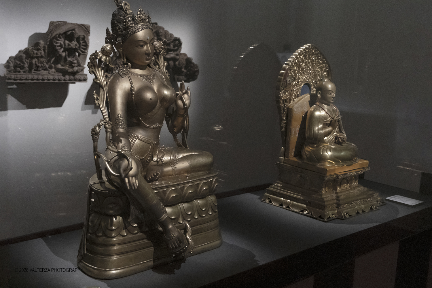 DSCF2999.jpg - 26/02/2026. Torino.  Zanabazar: The Wisdom of the Steppes. Capolavori del XVII secolo dal cuore della Mongolia al MAO. Nella foto  le due opere  in mostra nella sala al quarto piano del MAO