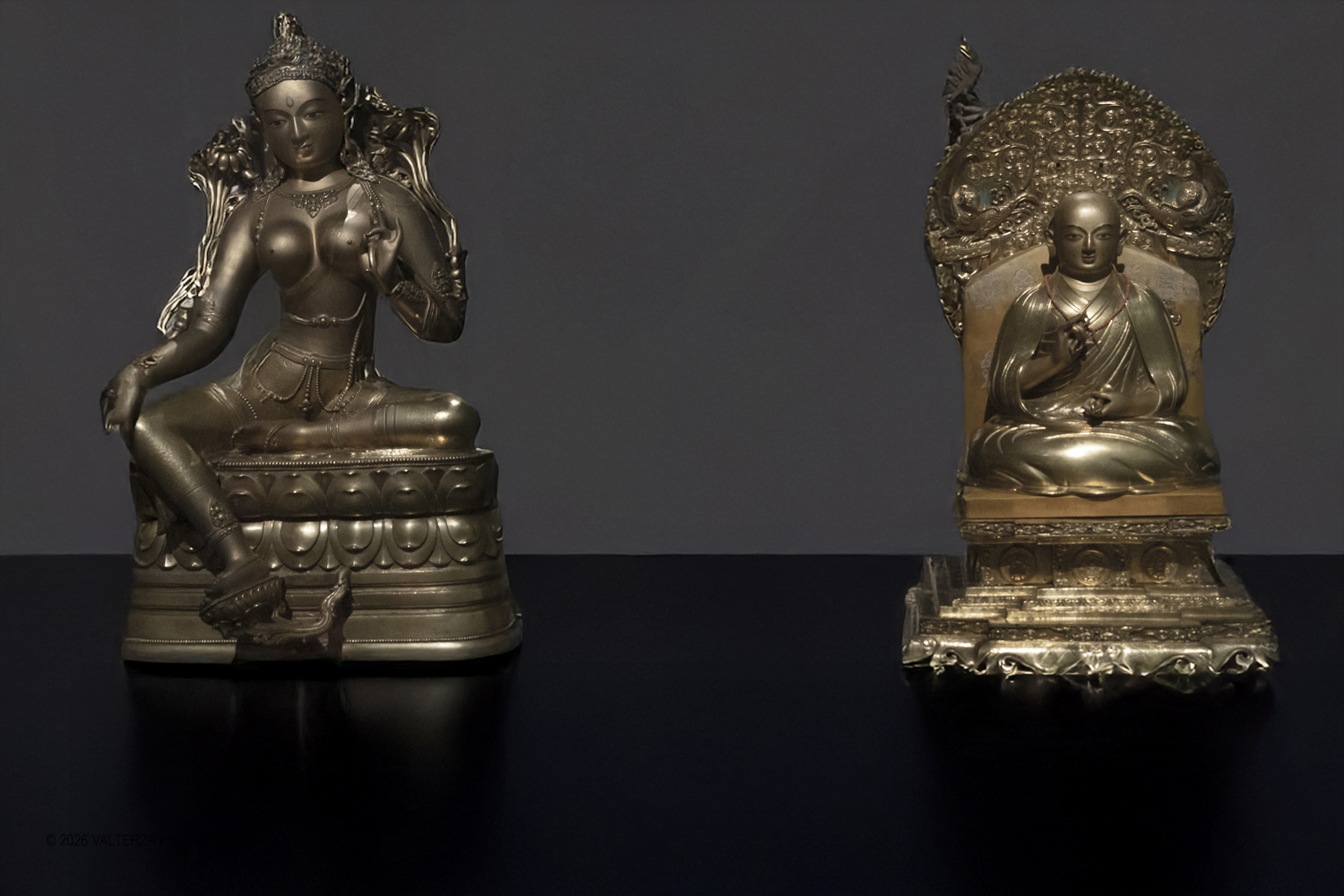 DSCF3080.jpg - 26/02/2026. Torino.  Zanabazar: The Wisdom of the Steppes. Capolavori del XVII secolo dal cuore della Mongolia al MAO. Nella foto  le due opere  in mostra nella sala al quarto piano del MAO