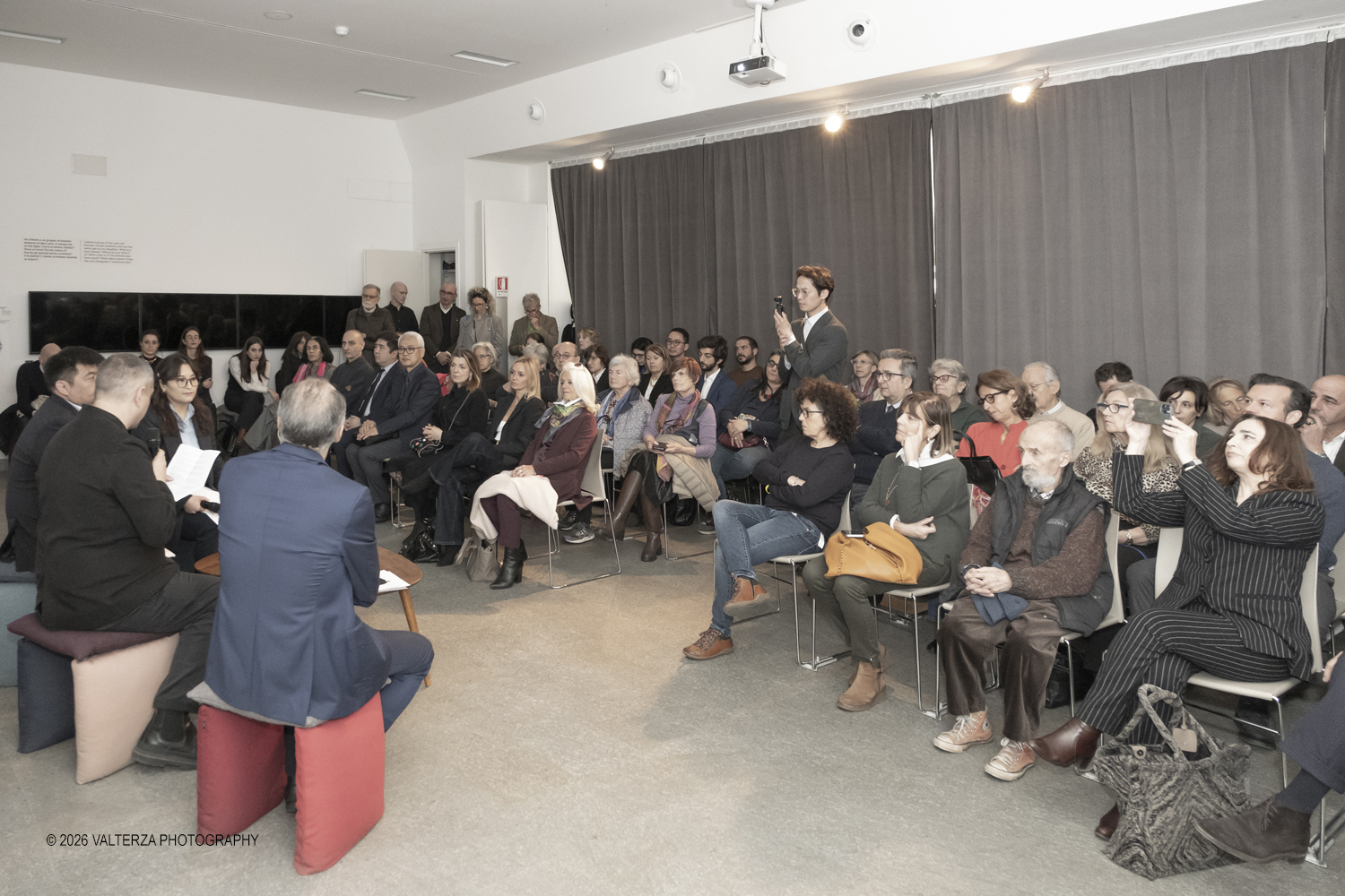 DSCF3130.jpg - 26/02/2026. Torino.  Zanabazar: The Wisdom of the Steppes. Capolavori del XVII secolo dal cuore della Mongolia al MAO. Nella foto un momento della presentazione della nuova mostra con Davide Quadri Direttore del MAO di Torino.,  Massimo Broccio Presidente della Fondazione Torino Musei e i rappresentanti del Chinggis Khaan National Museum di Ulaanbaatar