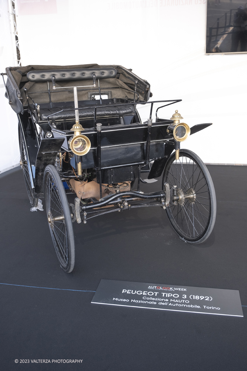 _DSF0419.jpg - 02/09/2023. Torino. Autolook Week Torino Ã¨ il festival che celebra la storia del motorsport e le auto da competizione. Nella foto tra le macchine in mostra Peugeot Tipo 3 , 1892