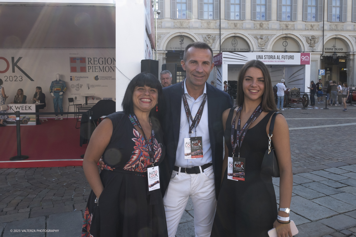 _DSF0547.jpg - 02/09/2023. Torino. Autolook Week Torino Ã¨ il festival che celebra la storia del motorsport e le auto da competizione. Nella foto il creatore ed organizzatore dell'evento Andrea Levy con l'addetta stampa Barbara Santise e la figlia maggiore Federica