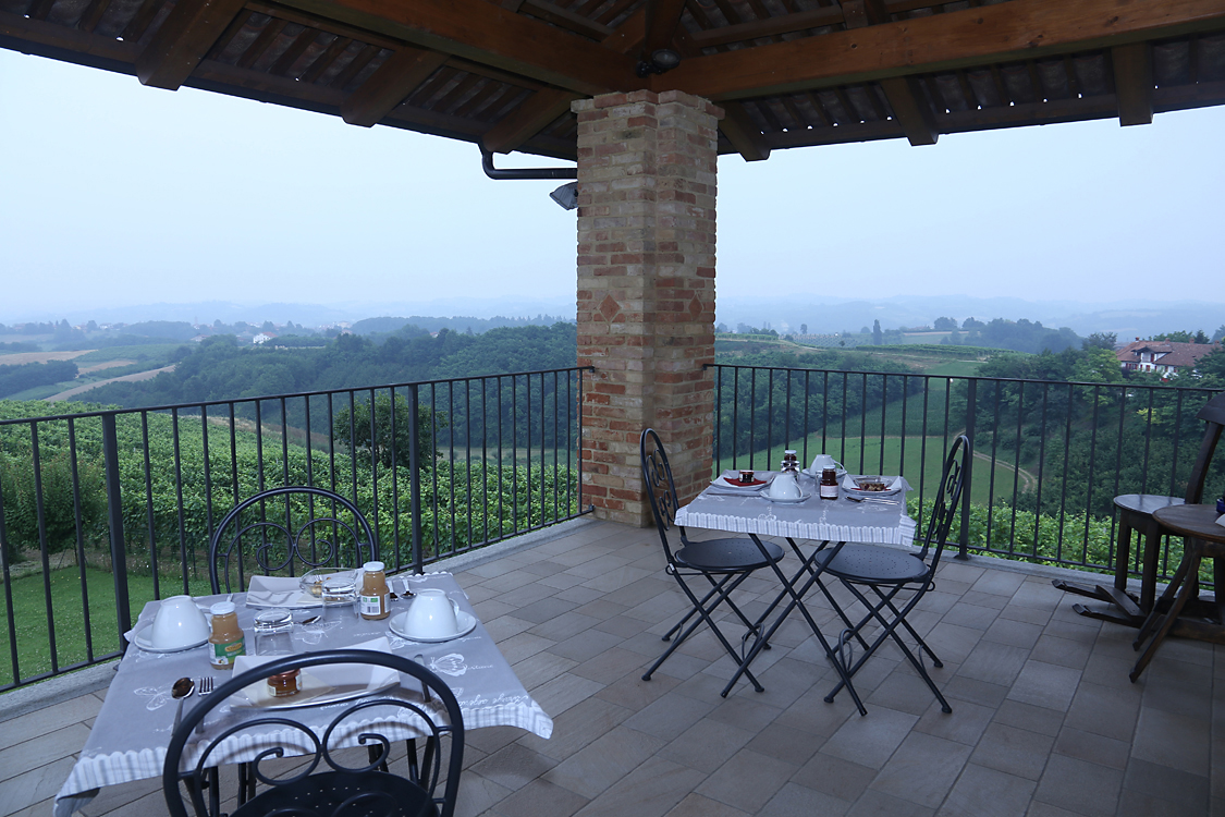 CàColomba_64.jpg - Terrazzo Una nutriente colazione ricca di prodotti tipici può essere consumata sul bellissimo terrazzo che offre una splendida ed invidiabile vista sulle colline Alfieri. 