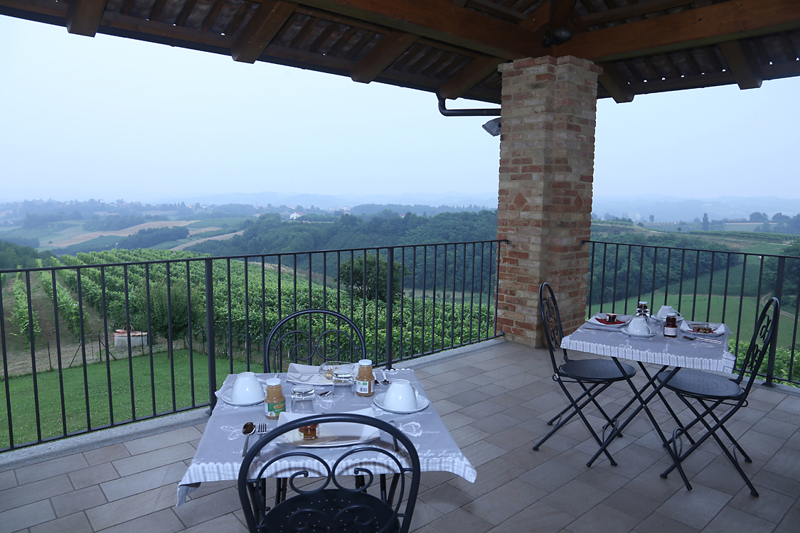 CàColomba_65.jpg - Terrazzo Una nutriente colazione ricca di prodotti tipici può essere consumata sul bellissimo terrazzo che offre una splendida ed invidiabile vista sulle colline Alfieri. 