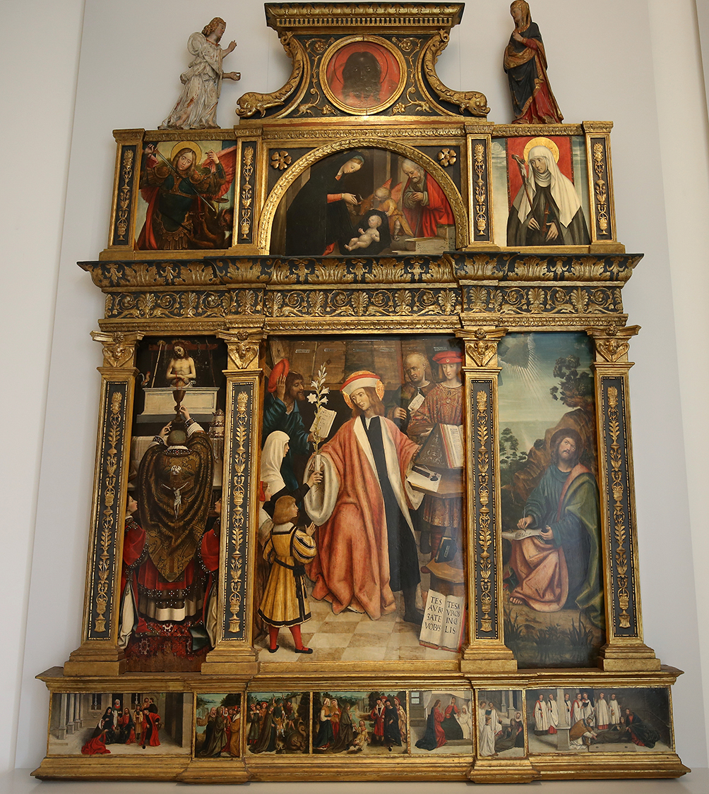 GalleriaSabauda_100.jpg - Defendente Ferrari  Chivasso, Torino, 1480 / 1485 - dopo il 1540  Sant'lvo raccoglie le suppliche dei poveri; Messa di san Cregorio; San Giovanni evangelista a Patmos; Sacra Famiglia;  San Michele; Santa Caterina; Il volto di Cristo; L'arcangelo Gabriele; La Vergine annunciata;  Storie di santa Maria Maddalena Saint Ivo 