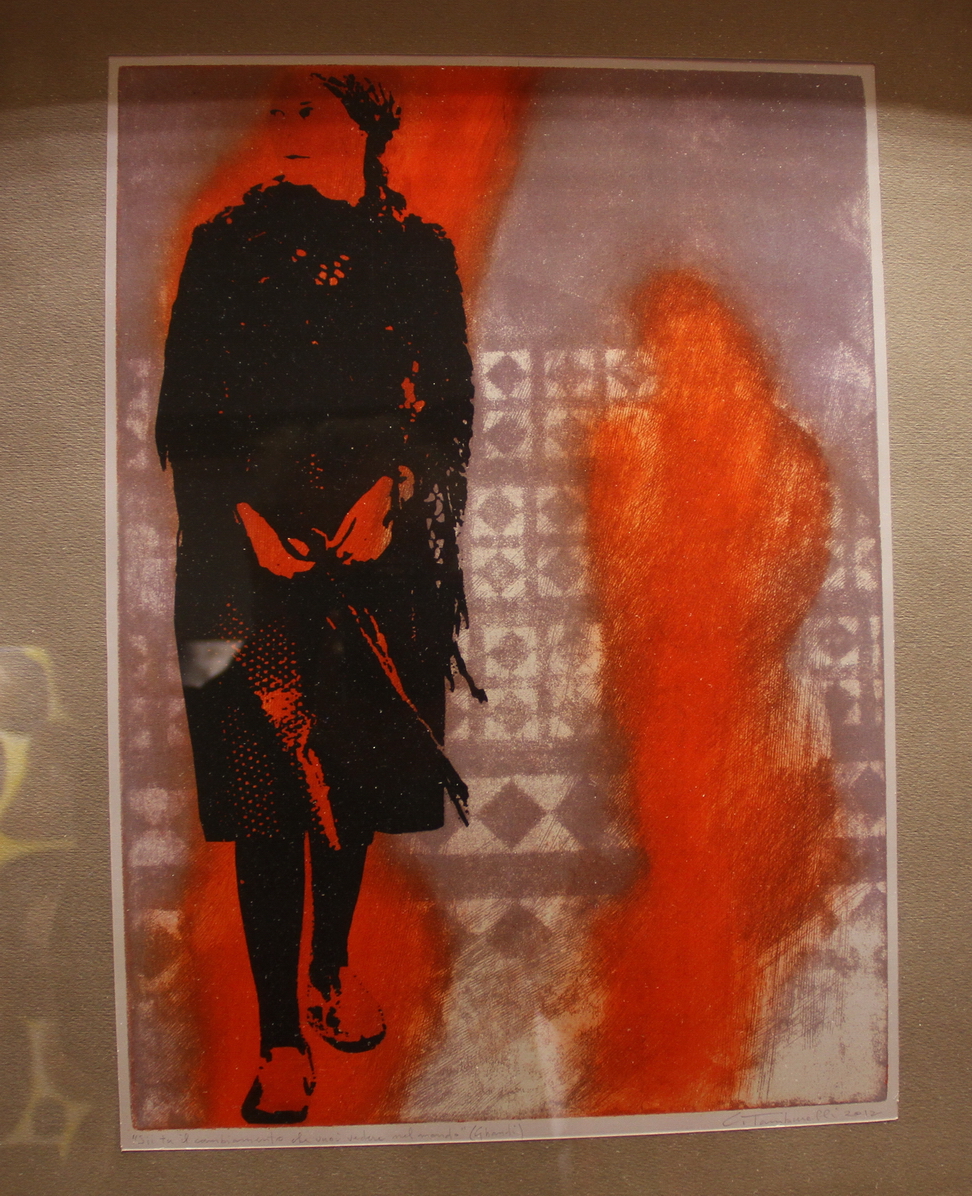 IMG_9011.JPG - Claudia Tamburelli - "Sii tu il cambiamento che vuoi vedere nel mondo" (Ghandi) - 2012 - xerocopia - serigrafia su acquaforte 39,5 x 28,5 cm